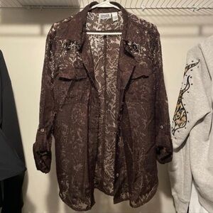 Chico’s Floral Lace Button-Down